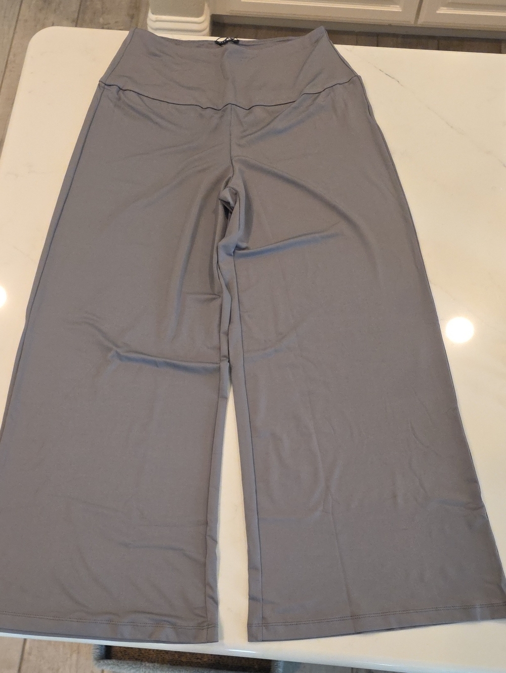 Wide Leg Palazzo Pants in Light Gray